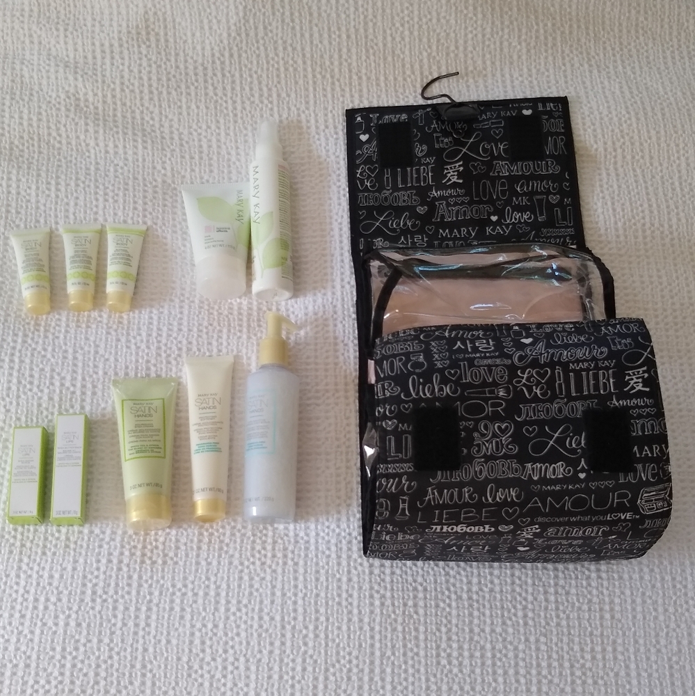 Mary Kay LOT: Satin Hands, Lips & Body, Botanical Effect + Travel Roll Up Bag